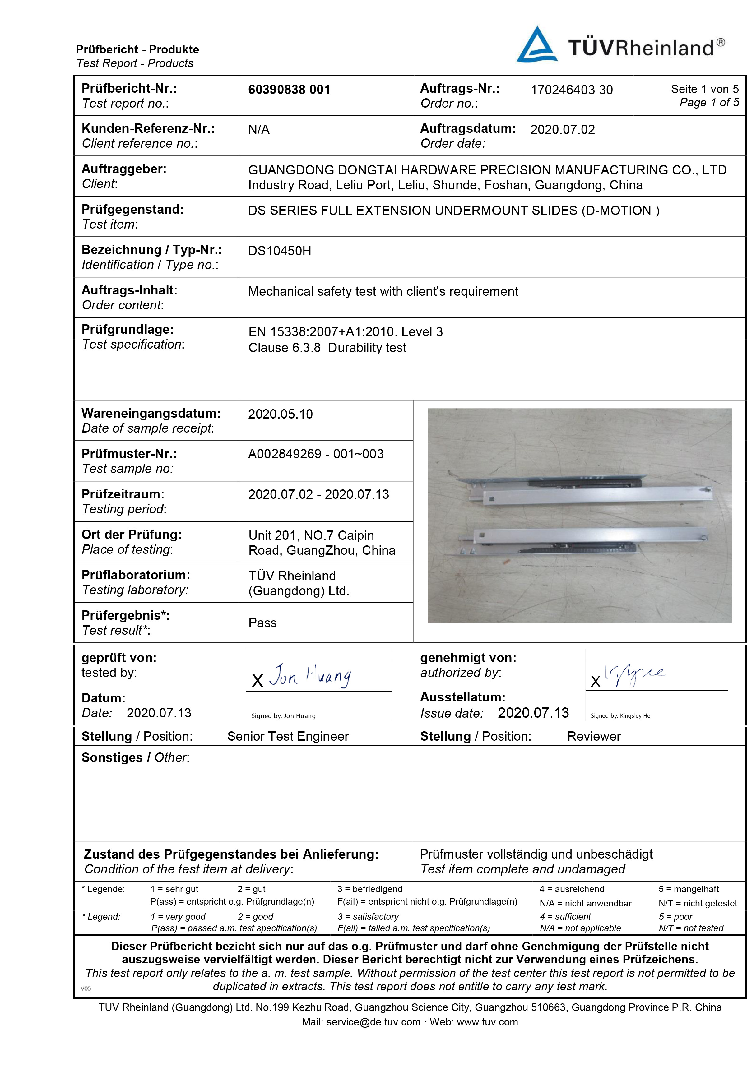 DS10450H TUV 40KG 80000cycles